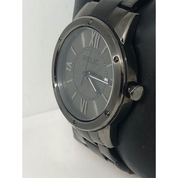 Relic ZR11998 Men Grey Stainless Steel Analog Grey Dial Quartz Wrist Watch HO163 - Picture 2 of 9
